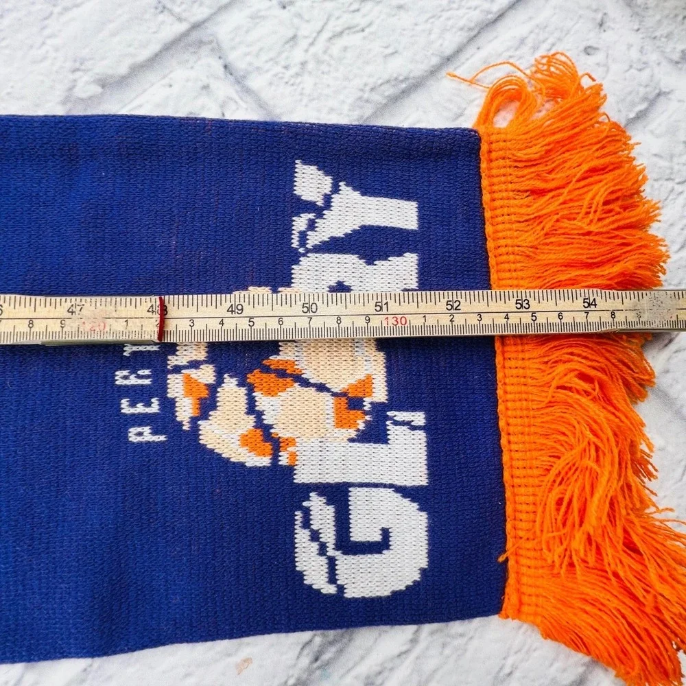 Perth Glory Soccer Scarf Royal Blue Orange Fringe 100 Percent Acrylic